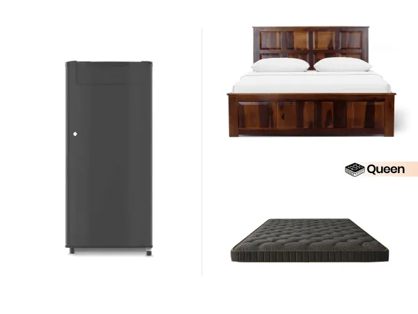 Fridge with Alexa Queen Bed and Mattress Combo